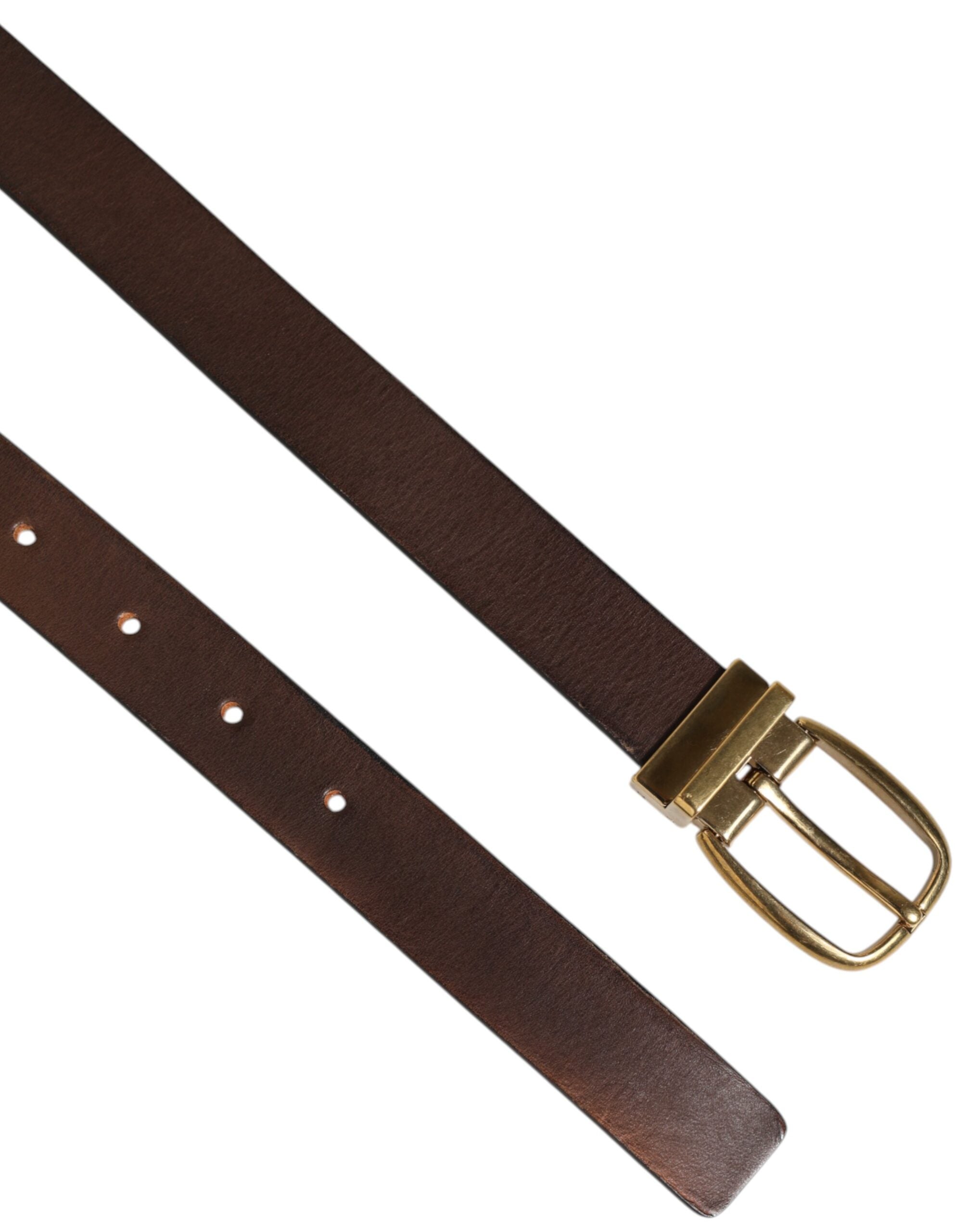 Dolce & Gabbana Brown Classic Gold Metal Logo Buckle Men Belt - Zeiniez