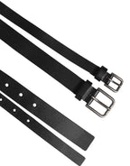 Dolce & Gabbana Black Double Strap Leather Buckle Men Belt - Zeiniez