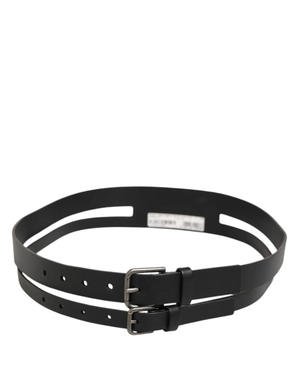 Dolce & Gabbana Black Double Strap Leather Buckle Men Belt - Zeiniez