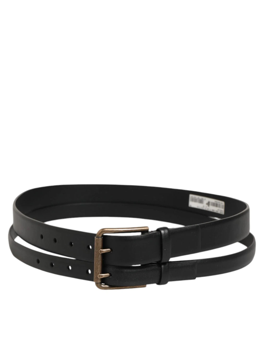 Dolce & Gabbana Black Double Strap Leather Brass Buckle Belt - Zeiniez