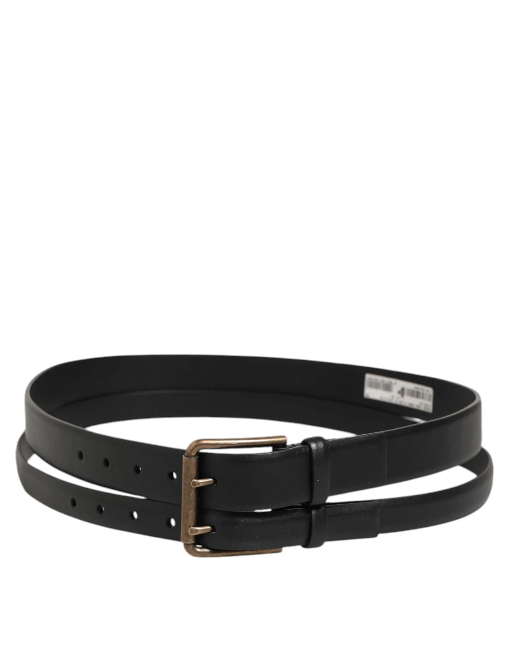 Dolce & Gabbana Black Double Strap Leather Brass Buckle Belt - Zeiniez