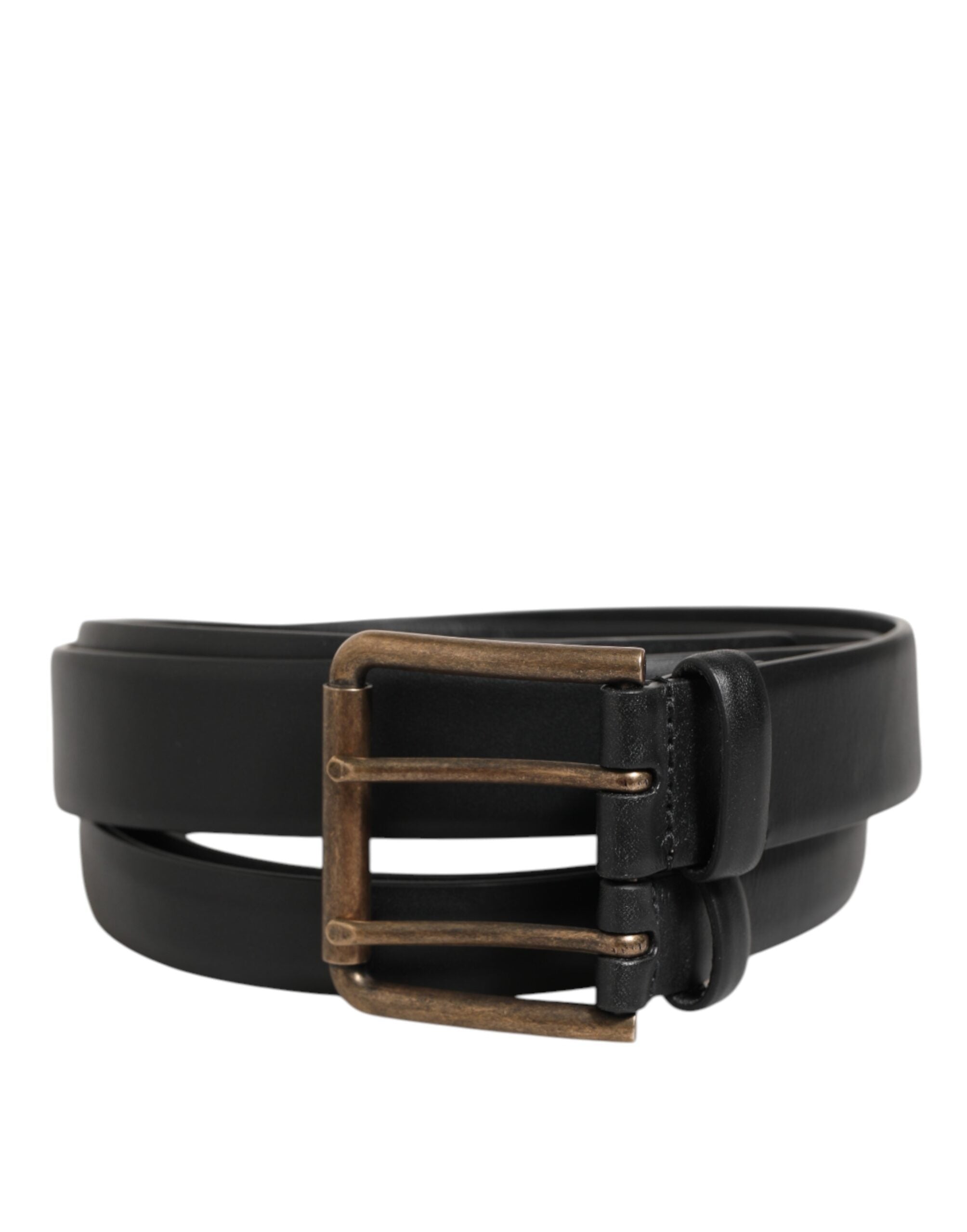 Dolce & Gabbana Black Double Strap Leather Brass Buckle Belt - Zeiniez