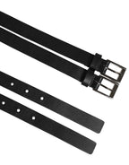 Dolce & Gabbana Black Double Strap Leather Silver Buckle Belt - Zeiniez