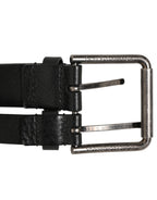 Dolce & Gabbana Black Double Strap Leather Silver Buckle Belt - Zeiniez