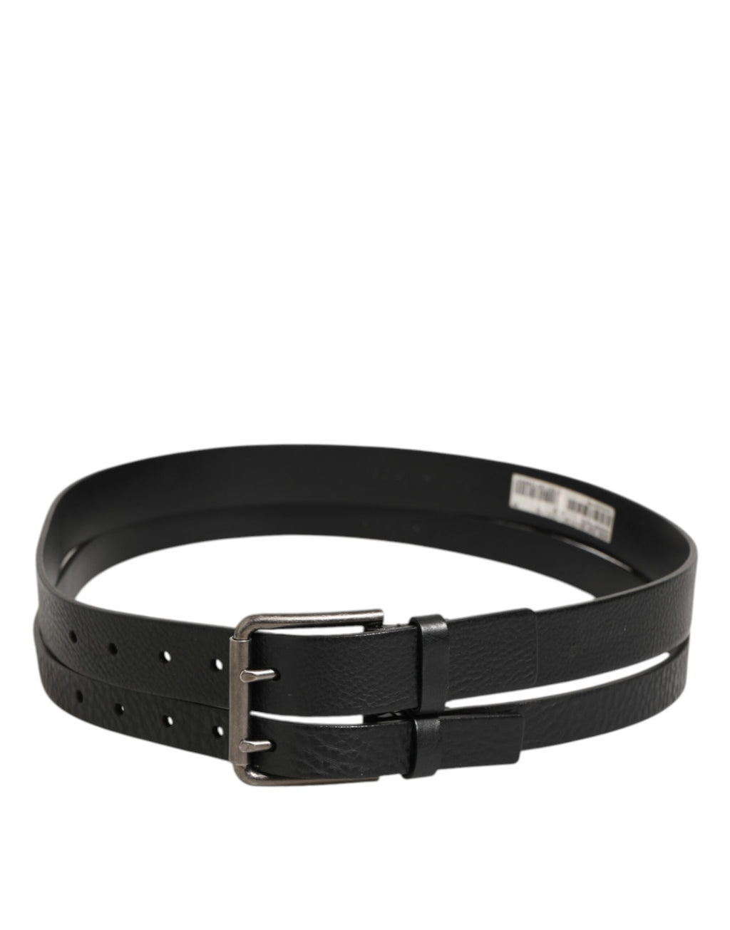 Dolce & Gabbana Black Double Strap Leather Silver Buckle Belt - Zeiniez