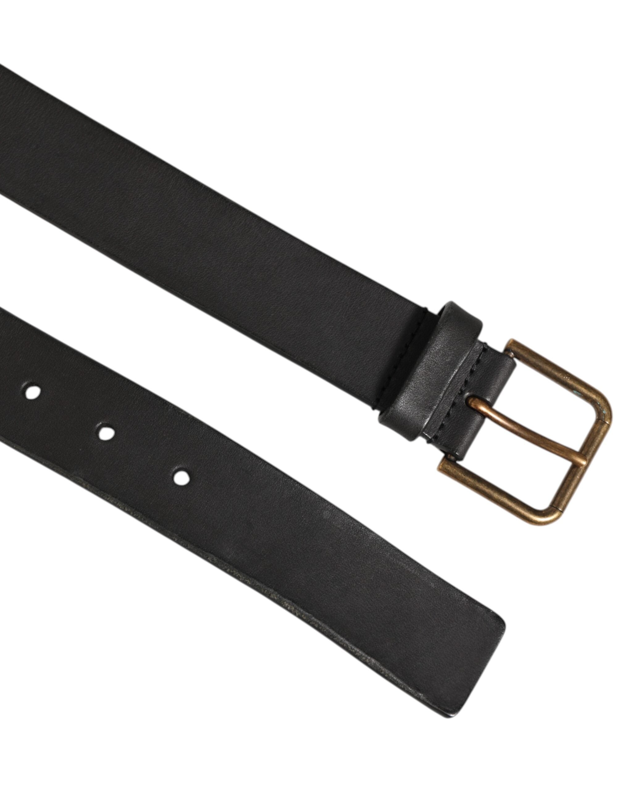 Dolce & Gabbana Black Leather Metal Buckle Classic Men Belt - Zeiniez
