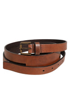 Dolce & Gabbana Brown Double Strap Leather Gold Buckle Belt - Zeiniez