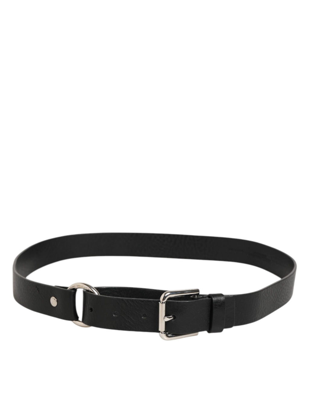 Dolce & Gabbana Black Leather Classic Metal Logo Buckle Belt - Zeiniez