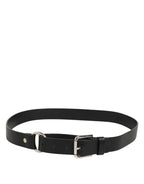 Dolce & Gabbana Black Leather Classic Metal Logo Buckle Belt - Zeiniez