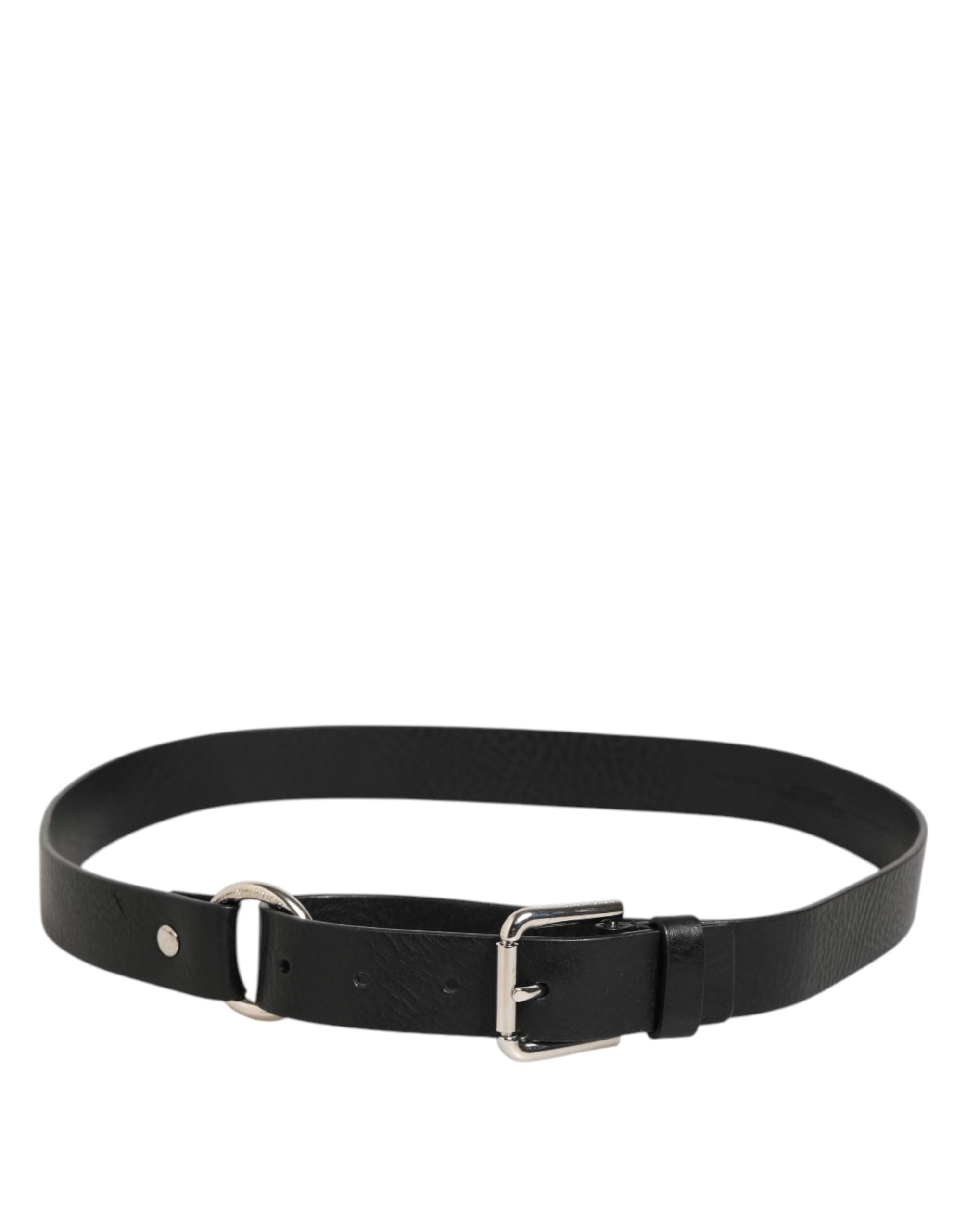 Dolce & Gabbana Black Leather Classic Metal Logo Buckle Belt - Zeiniez