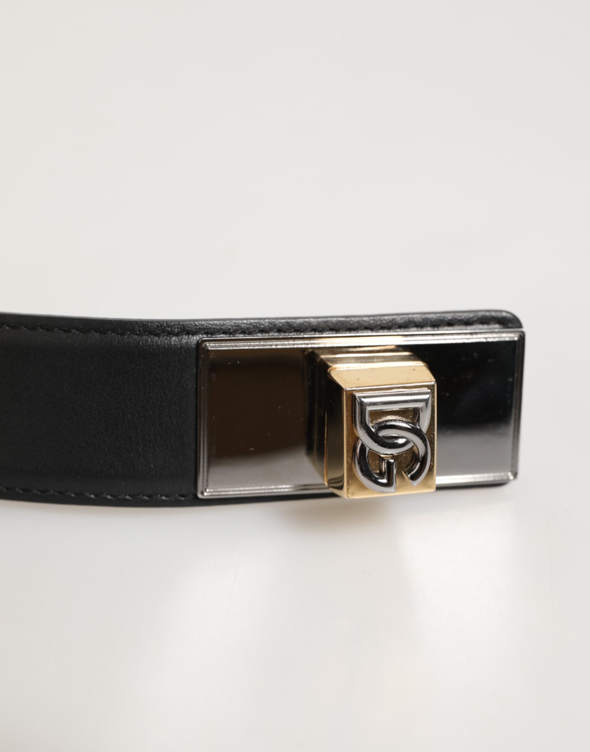 Dolce & Gabbana Black Leather Classic Metal Logo Buckle Belt - Zeiniez