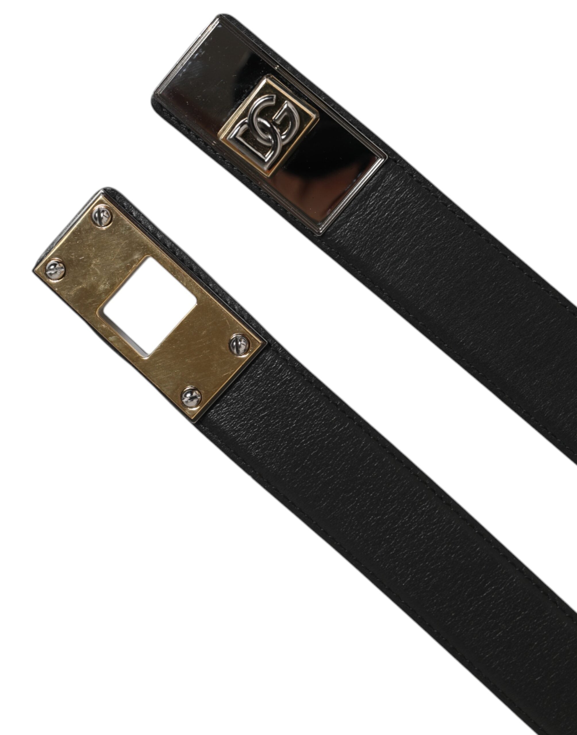 Dolce & Gabbana Black Leather Classic Metal Logo Buckle Belt - Zeiniez