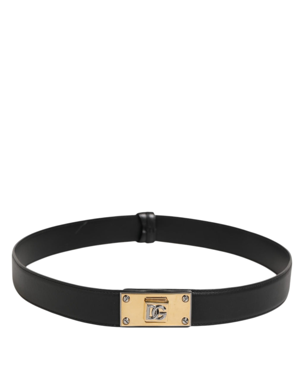 Dolce & Gabbana Black Leather Classic Metal Logo Buckle Belt - Zeiniez