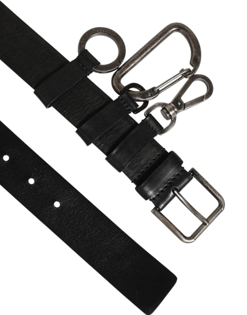 Dolce & Gabbana Black Key Ring Clip Attachments Buckle Belt - Zeiniez