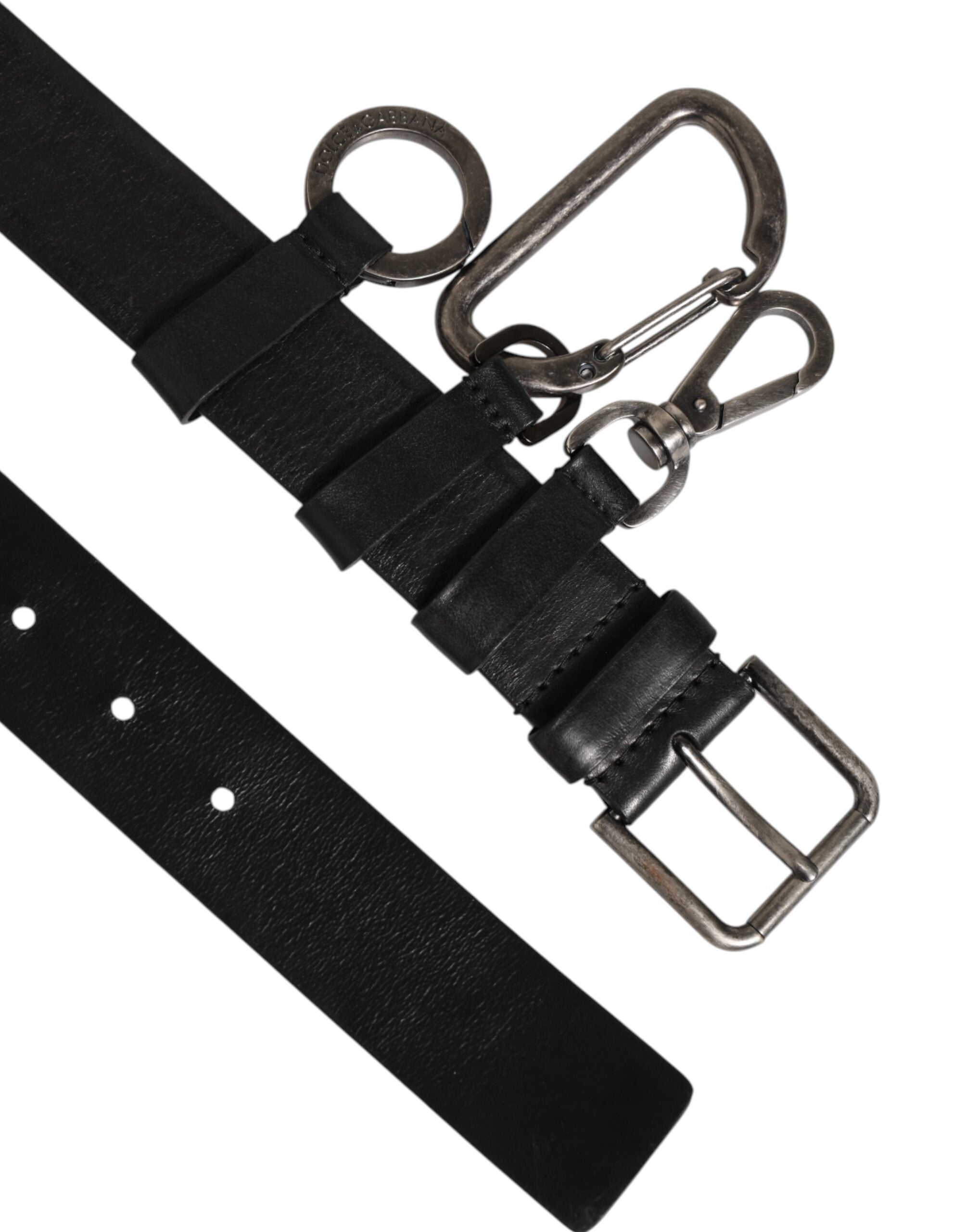 Dolce & Gabbana Black Key Ring Clip Attachments Buckle Belt - Zeiniez