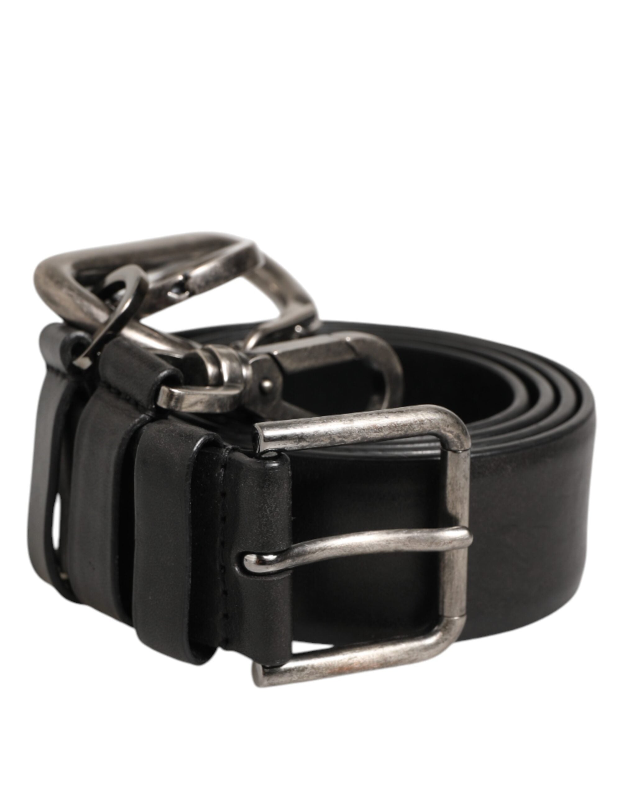 Dolce & Gabbana Black Key Ring Clip Attachments Buckle Belt - Zeiniez