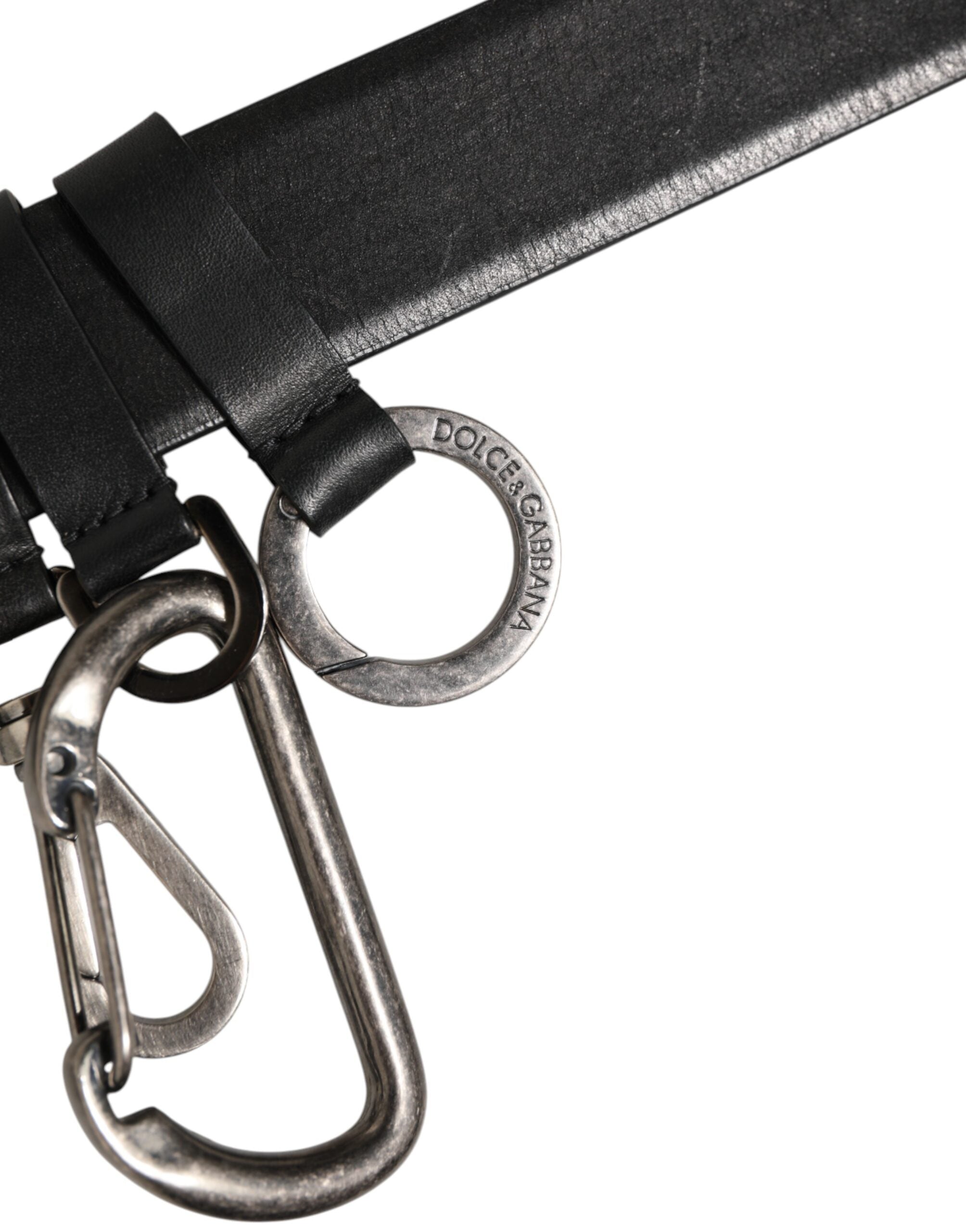 Dolce & Gabbana Black Key Ring Clip Attachments Buckle Belt - Zeiniez