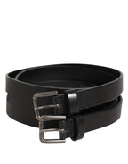 Dolce & Gabbana Black Double Strap Leather Silver Buckle Belt - Zeiniez