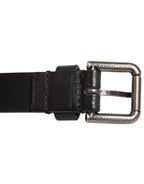 Dolce & Gabbana Black Double Strap Leather Silver Buckle Belt - Zeiniez