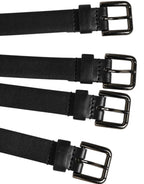 Dolce & Gabbana Black Leather 4-Strap Metal Multi-Buckle Belt - Zeiniez
