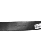 Dolce & Gabbana Black Leather Classic Metal Logo Buckle Belt - Zeiniez