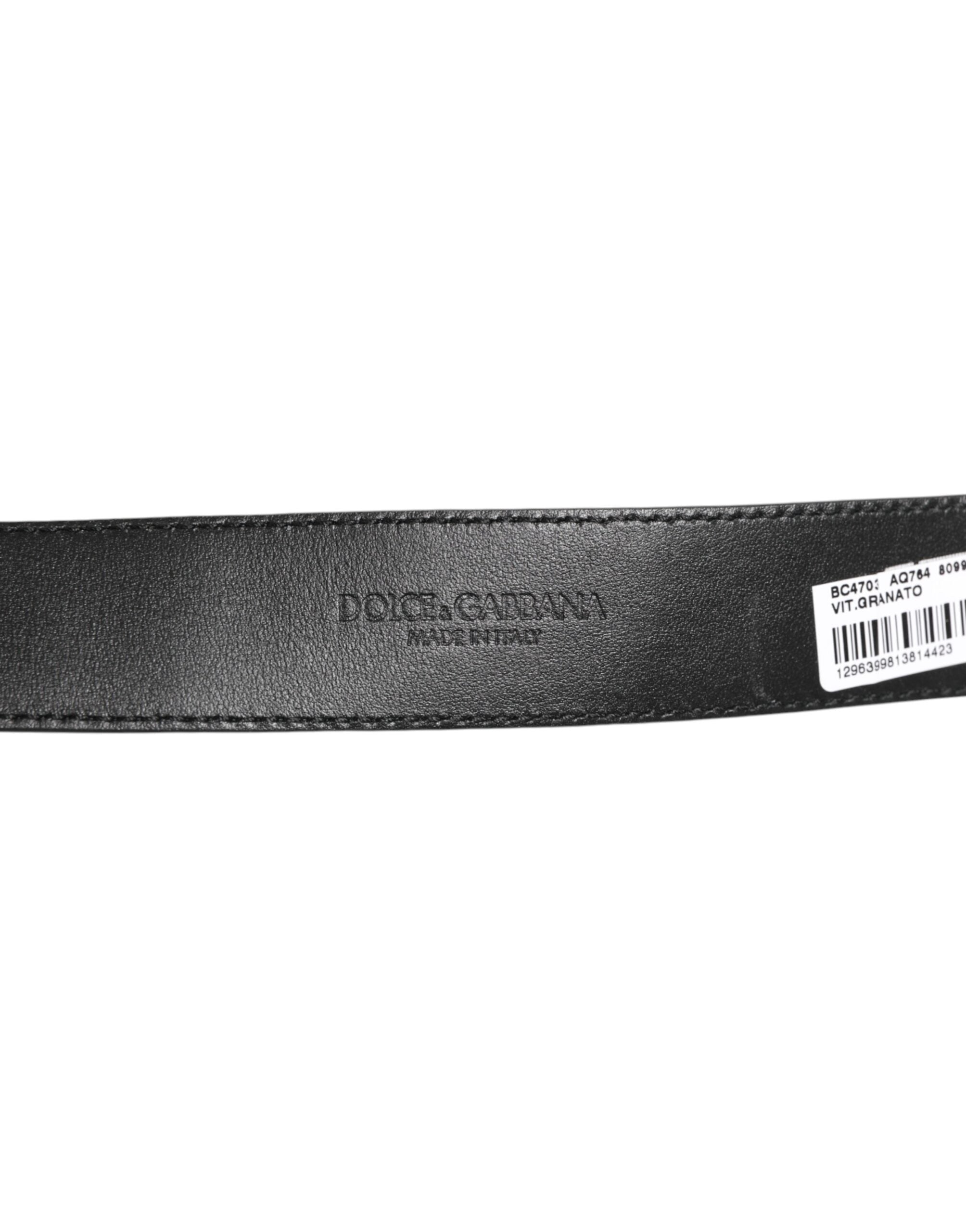 Dolce & Gabbana Black Leather Classic Metal Logo Buckle Belt - Zeiniez