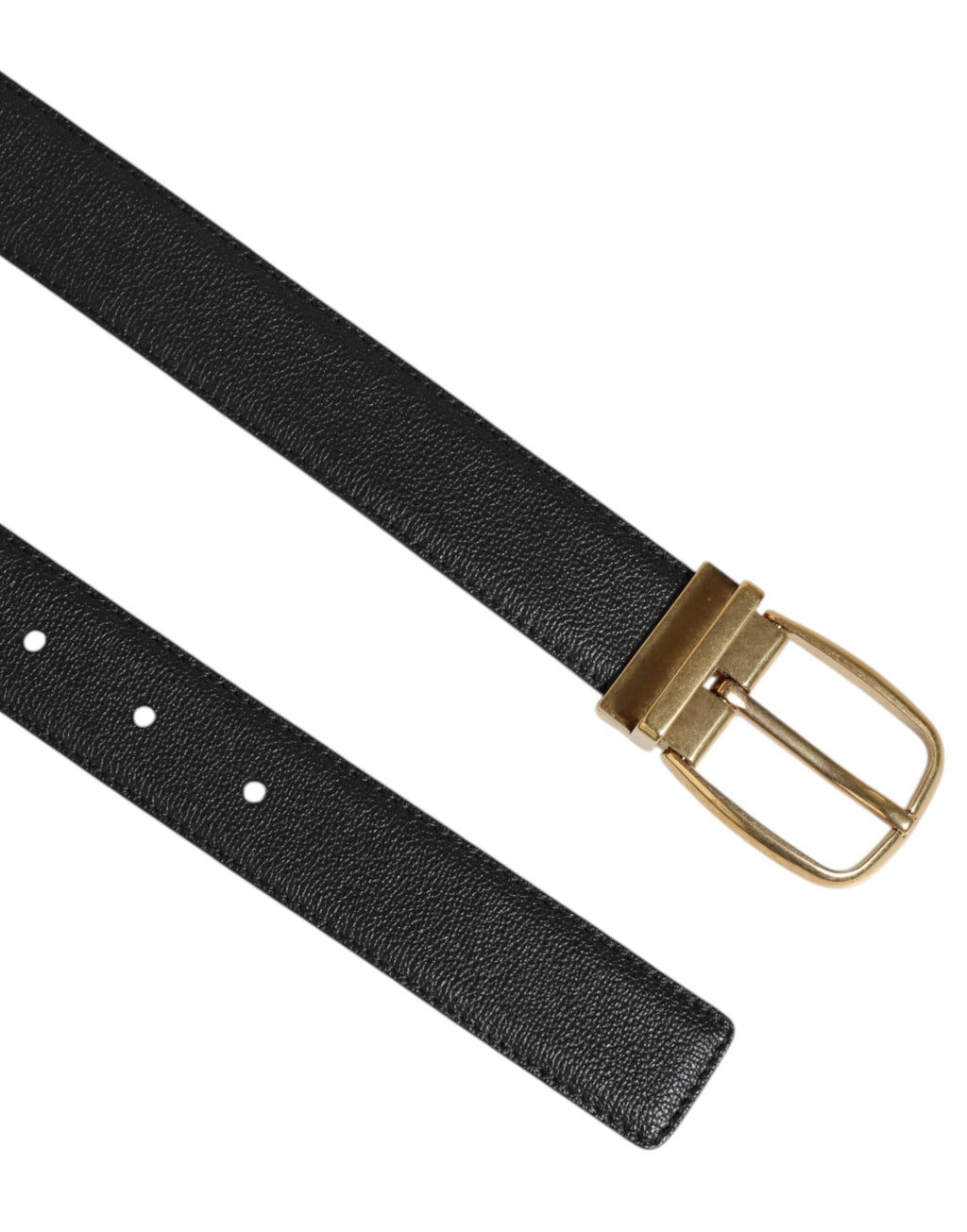 Dolce & Gabbana Black Leather Classic Metal Logo Buckle Belt - Zeiniez