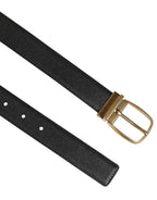 Dolce & Gabbana Black Leather Classic Metal Logo Buckle Belt - Zeiniez