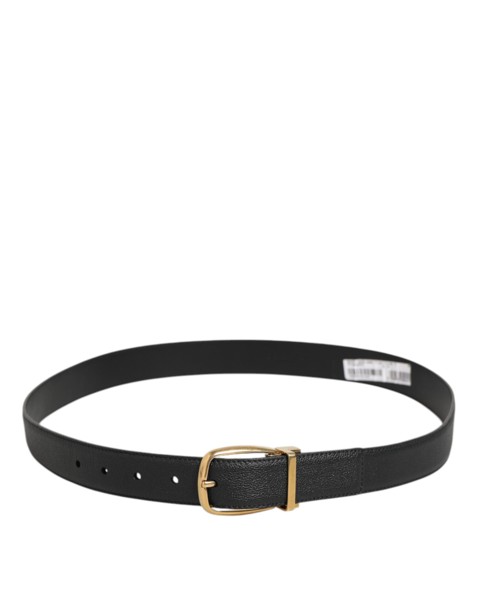 Dolce & Gabbana Black Leather Classic Metal Logo Buckle Belt - Zeiniez