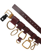 Dolce & Gabbana Brown Key Ring Clip Attachments Buckle Belt - Zeiniez