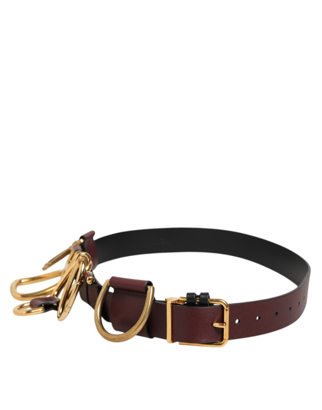 Dolce & Gabbana Brown Key Ring Clip Attachments Buckle Belt - Zeiniez