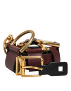 Dolce & Gabbana Brown Key Ring Clip Attachments Buckle Belt - Zeiniez