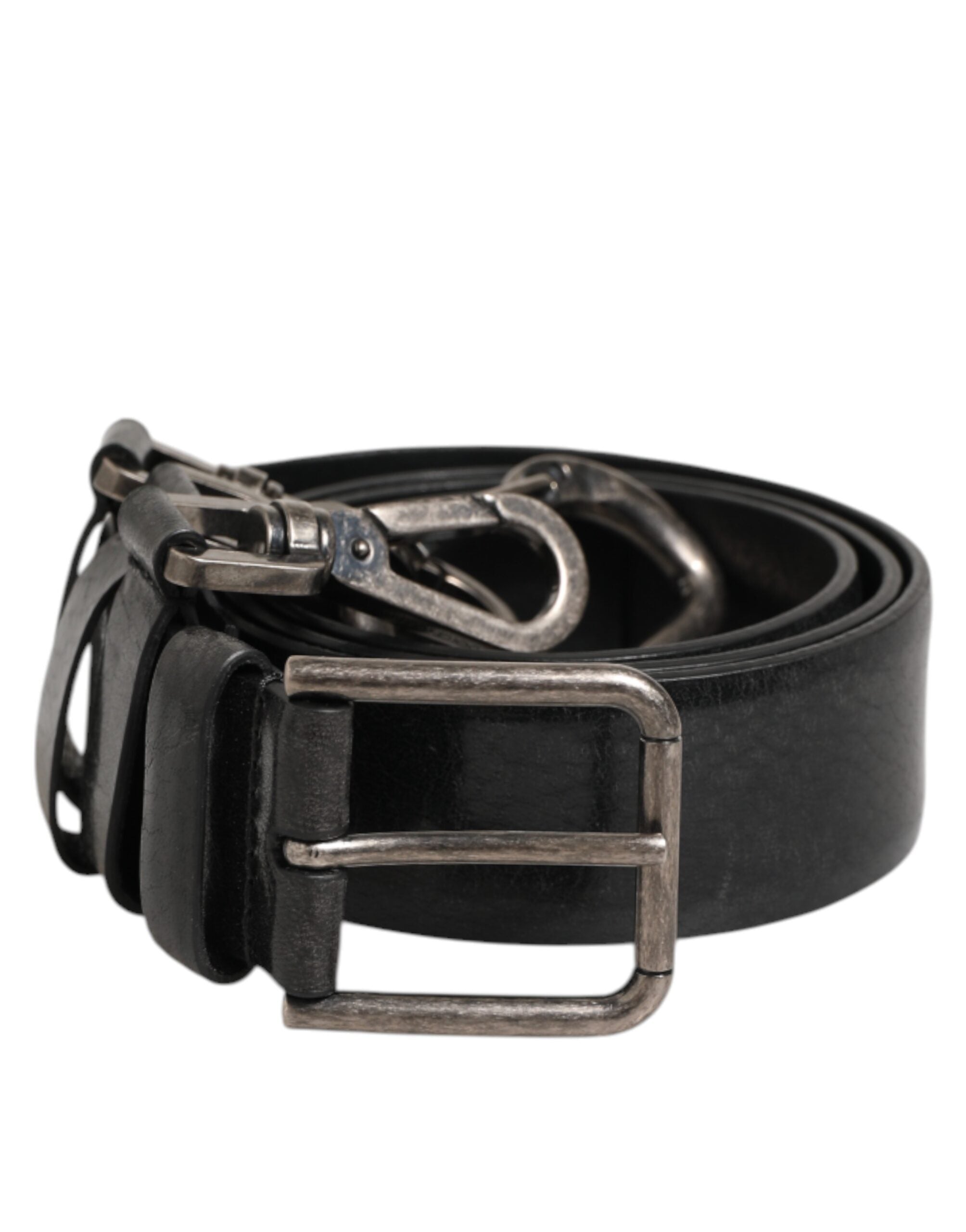 Dolce & Gabbana Black Key Ring Clip Attachments Buckle Belt - Zeiniez