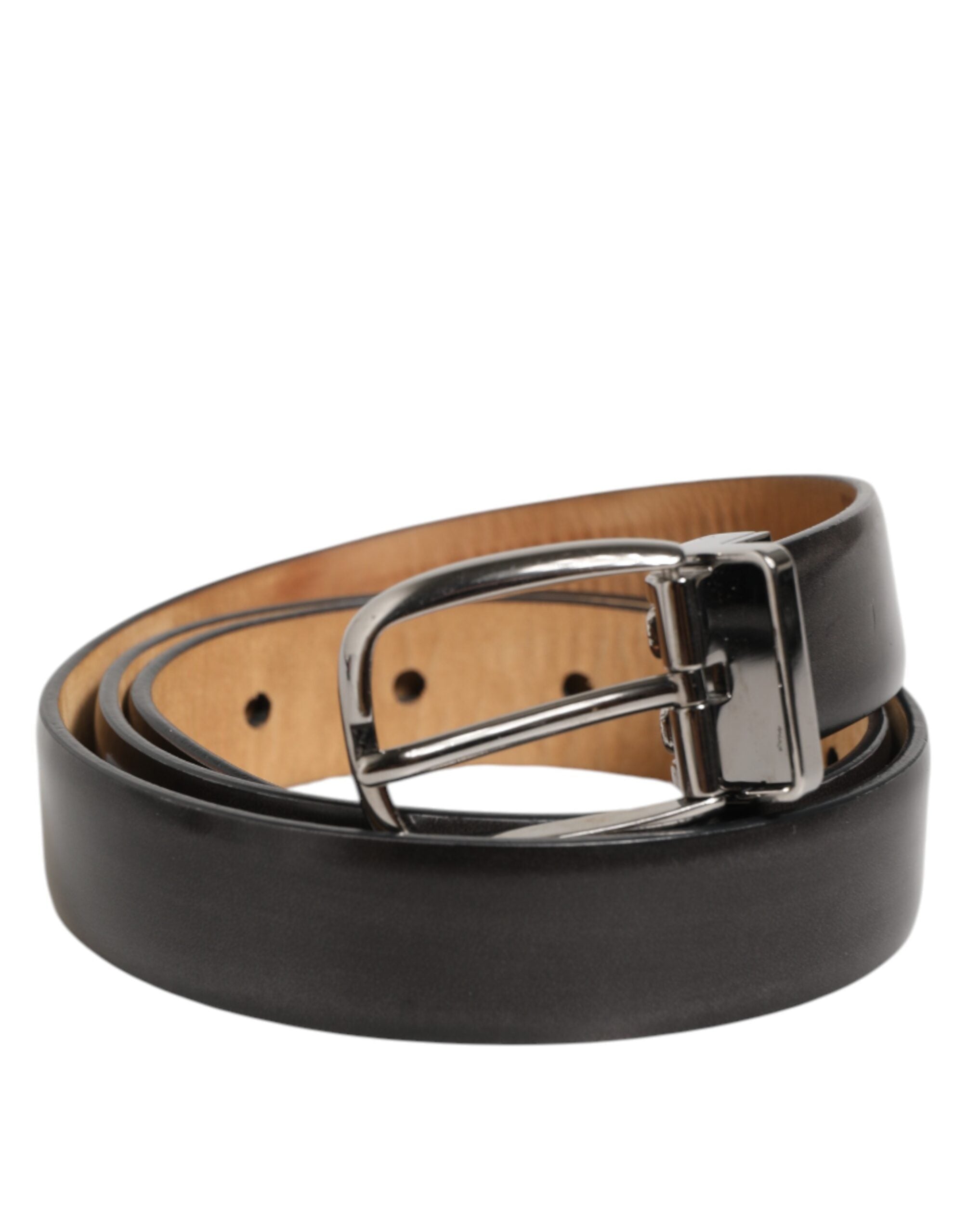 Dolce & Gabbana Black Classic Leather Silver-Tone Buckle Belt - Zeiniez