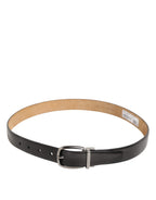 Dolce & Gabbana Black Classic Leather Silver-Tone Buckle Belt - Zeiniez