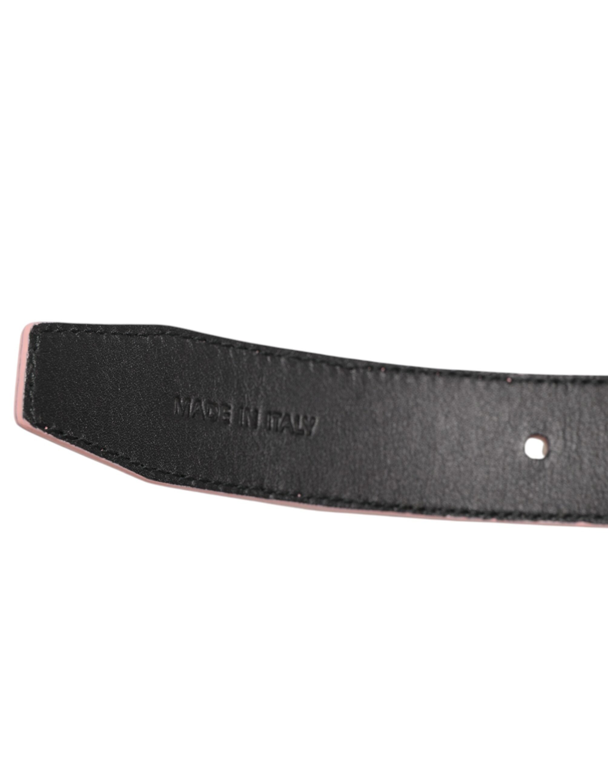 Dolce & Gabbana Pink Leather Perforated Detailing Buckle Belt - Zeiniez