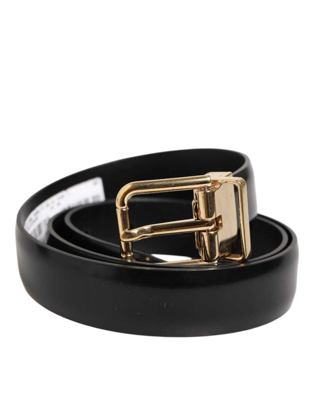Dolce & Gabbana Black Classic Leather Gold-Tone Buckle Belt - Zeiniez