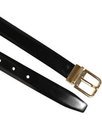 Dolce & Gabbana Black Classic Leather Gold-Tone Buckle Belt - Zeiniez