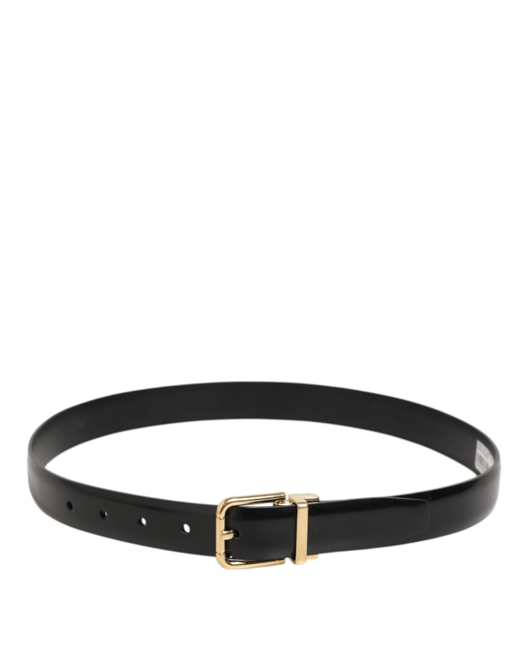 Dolce & Gabbana Black Classic Leather Gold-Tone Buckle Belt - Zeiniez