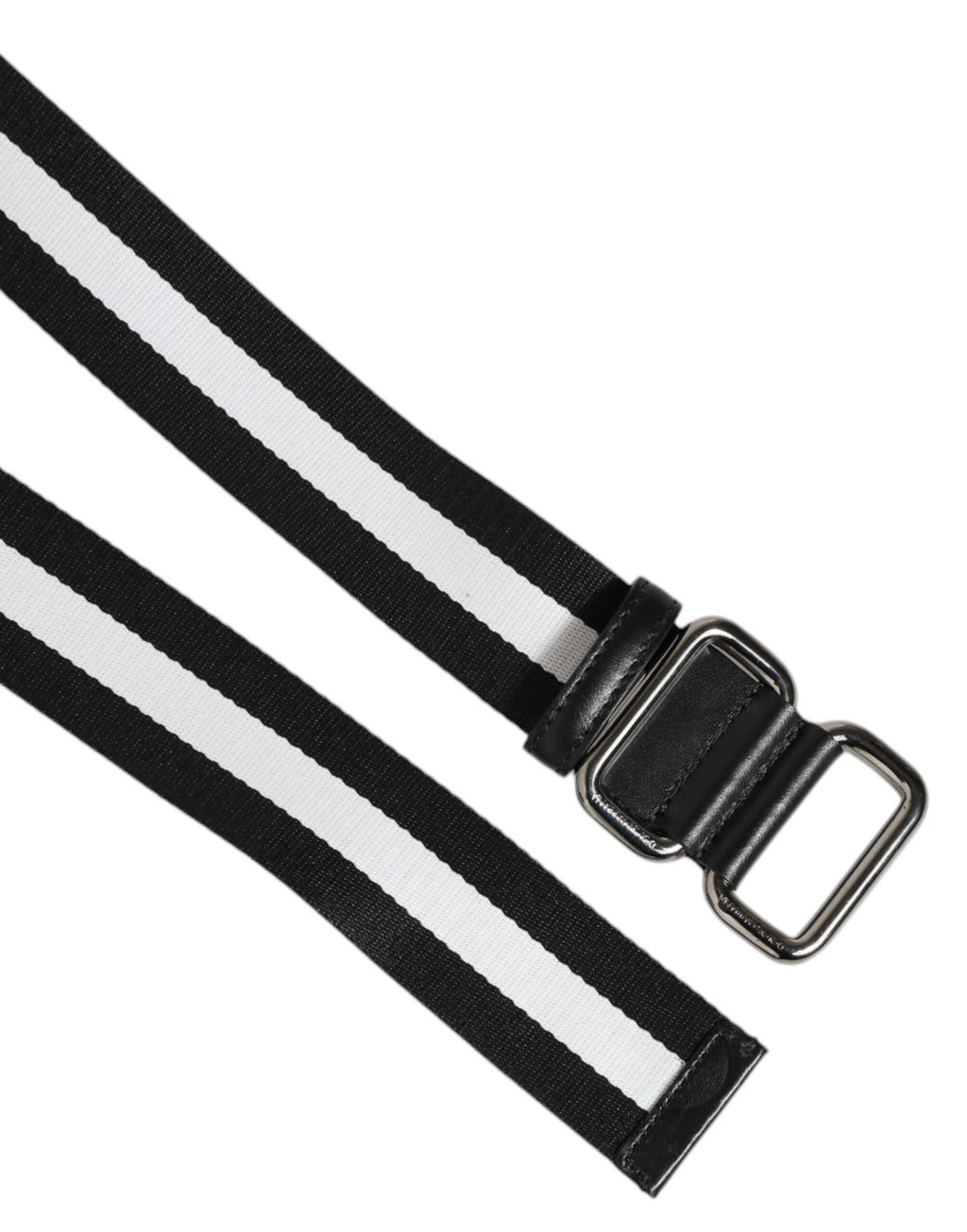 Dolce & Gabbana Black White Striped Metal Buckle Men Belt - Zeiniez