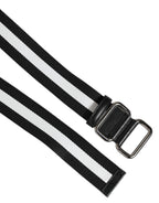 Dolce & Gabbana Black White Striped Metal Buckle Men Belt