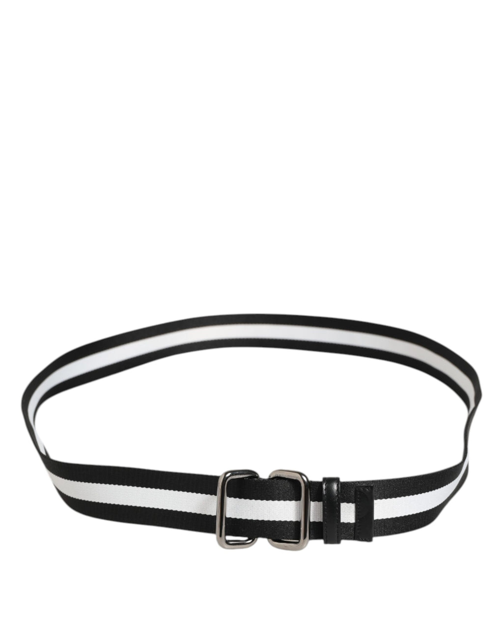 Dolce & Gabbana Black White Striped Metal Buckle Men Belt - Zeiniez
