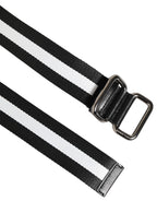Dolce & Gabbana Black White Striped Logo Metal Buckle Belt - Zeiniez