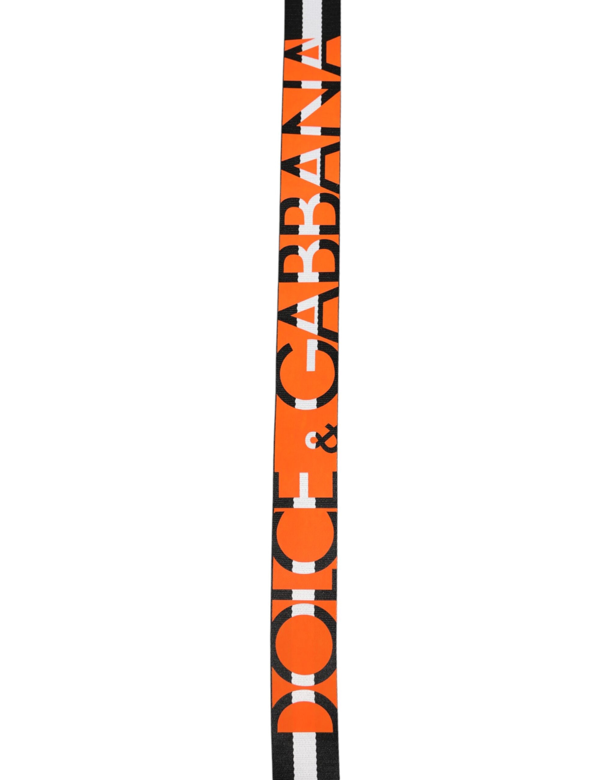 Dolce & Gabbana Black White Striped Logo Metal Buckle Belt - Zeiniez