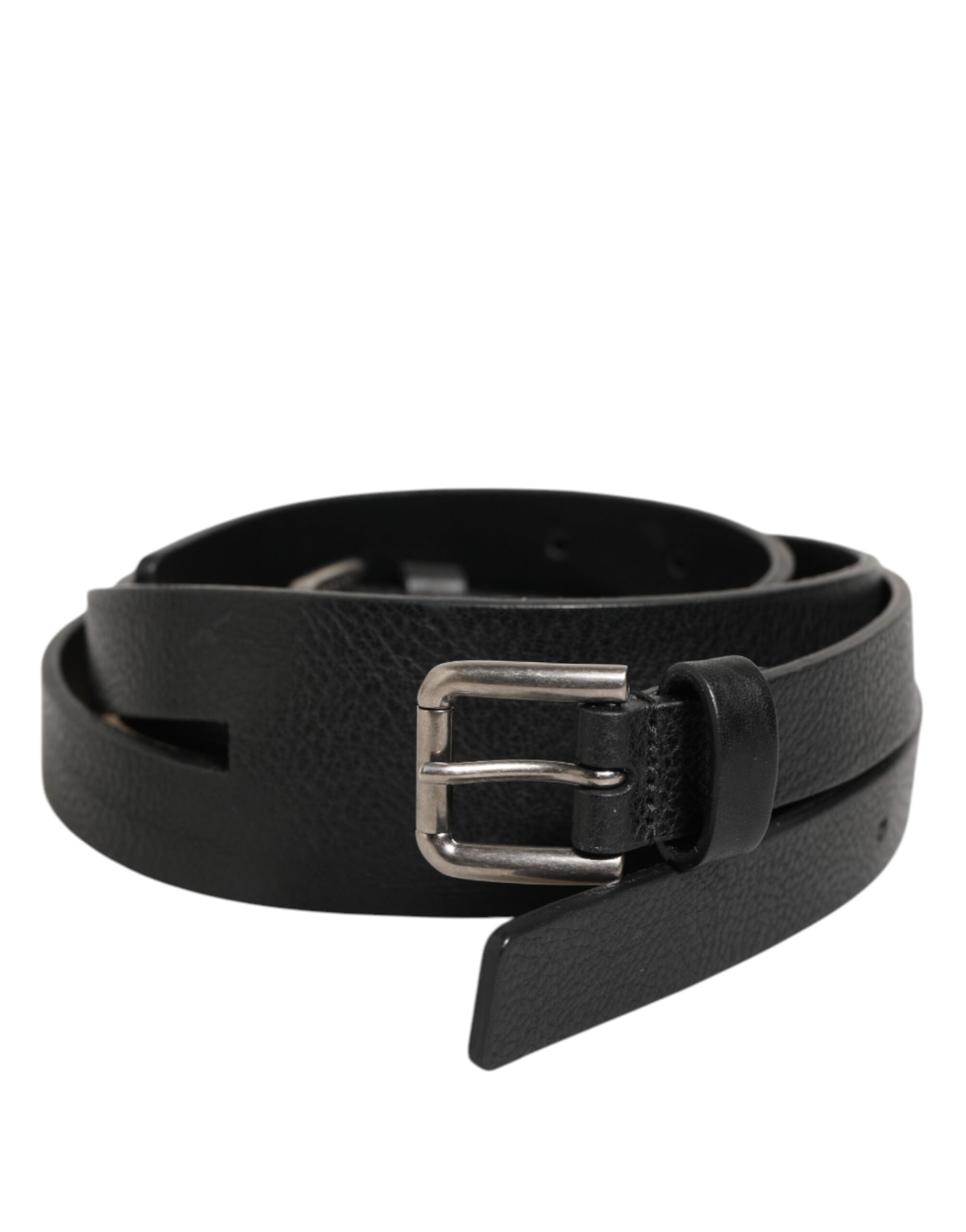 Dolce & Gabbana Black Double Strap Leather Gold Buckle Belt - Zeiniez