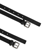 Dolce & Gabbana Black Double Strap Leather Gold Buckle Belt - Zeiniez