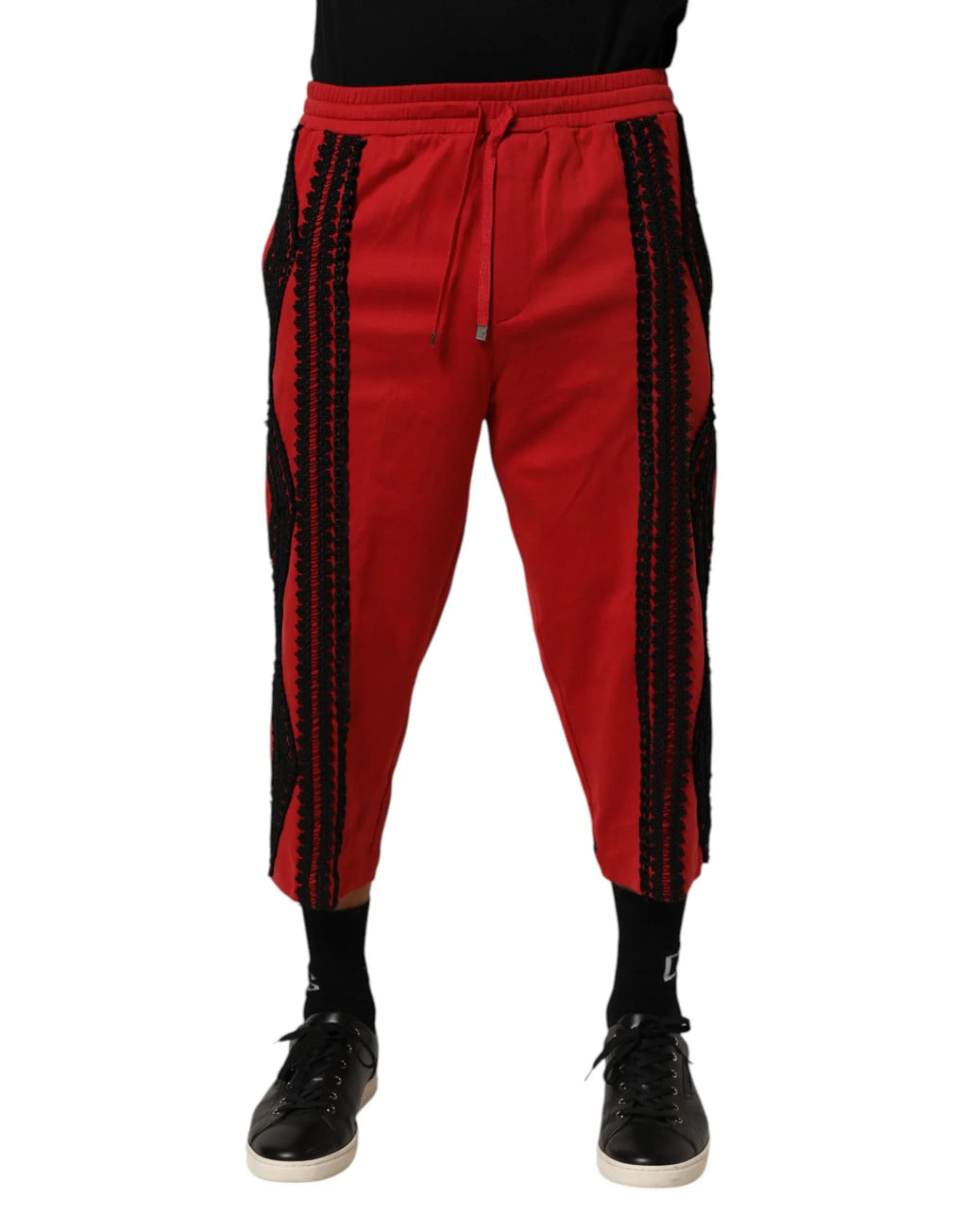Dolce & Gabbana Red Embroidered Casual Cropped Trouser Pants - Zeiniez