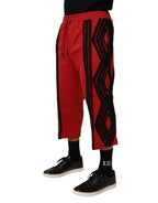 Dolce & Gabbana Red Embroidered Casual Cropped Trouser Pants - Zeiniez