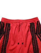 Dolce & Gabbana Red Embroidered Casual Cropped Trouser Pants - Zeiniez