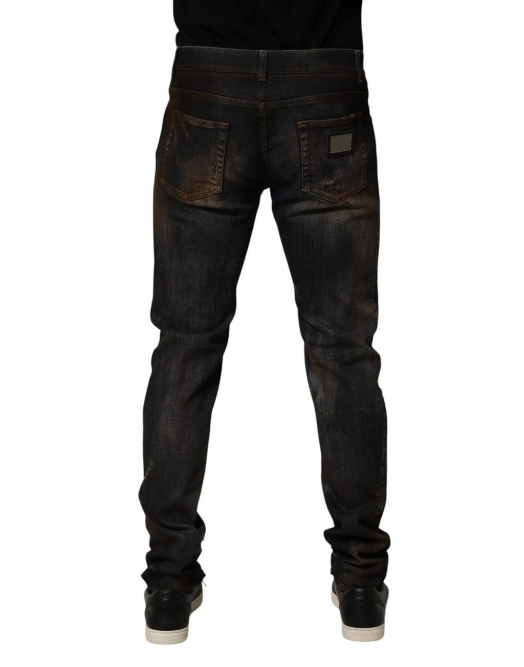 Dolce & Gabbana Black Cotton Skinny Tattered Men Denim Jeans - Zeiniez